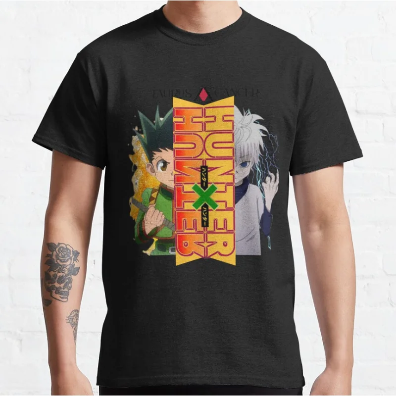 

Zodiac Hunters_ Gon & Killua’s Cosmic Bond 90s retro Anime hunter x hunter manga Hunters T-shirt for men large size Adult Tops