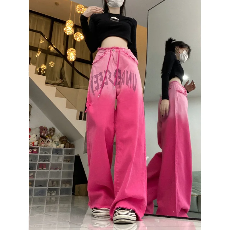 Pants European and American Style High Street Vibe Pants Y2K Millennium Straight Tie-Dye Flared Jeans