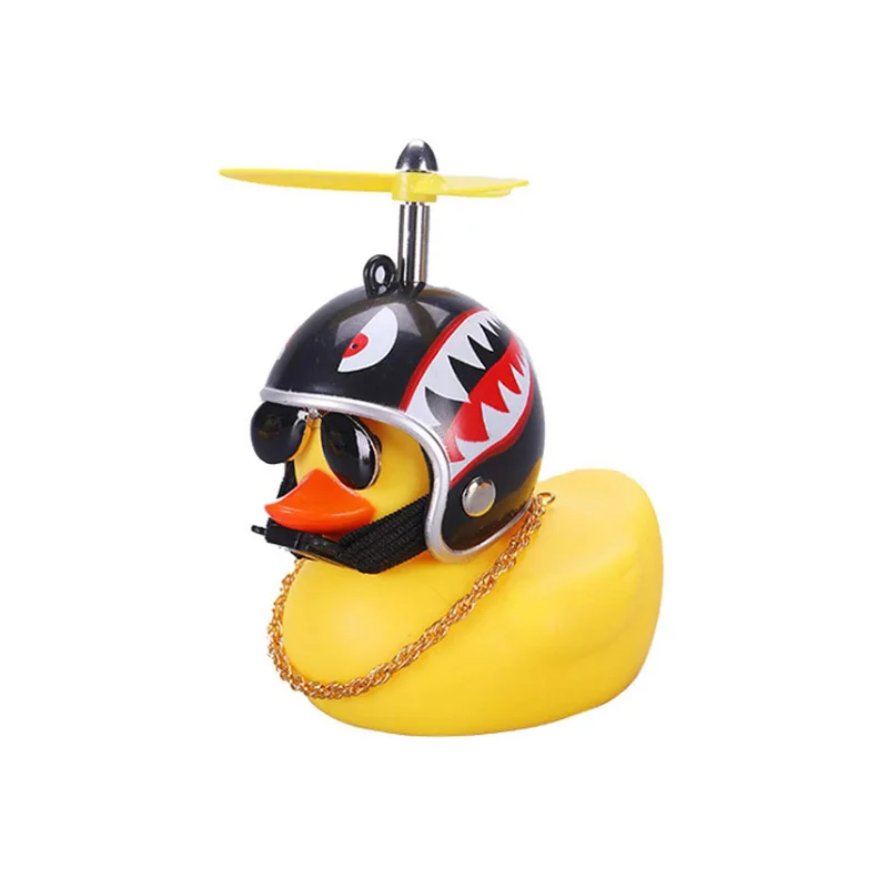 Juguete de pato de viento roto de goma, adornos de coche de motocicleta, decoración de salpicadero de coche de pato amarillo con gafas geniales,