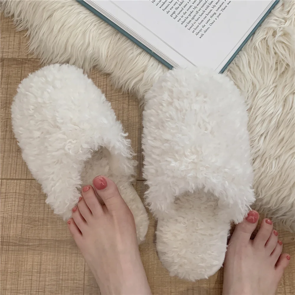 Couple Slippers Indoor Fluff Memory Foam Fluffy Eva Anti-skid Soft Heel Non Slip Plush Slippers Women's Winter Houseshoes