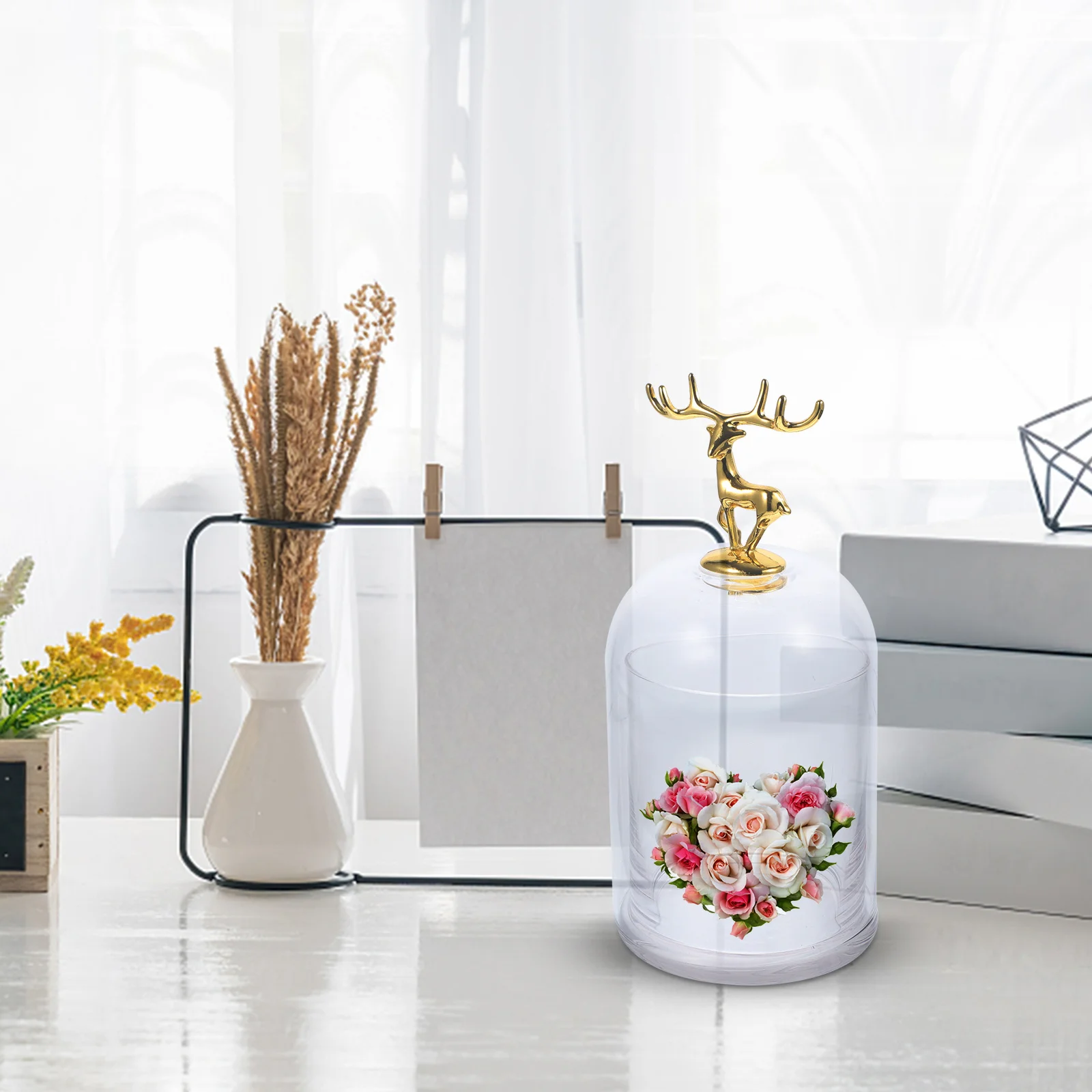 

Flower Arrangement Holder Glass Preserved Cover Decorative Dome Flowers in Adornment Eternal