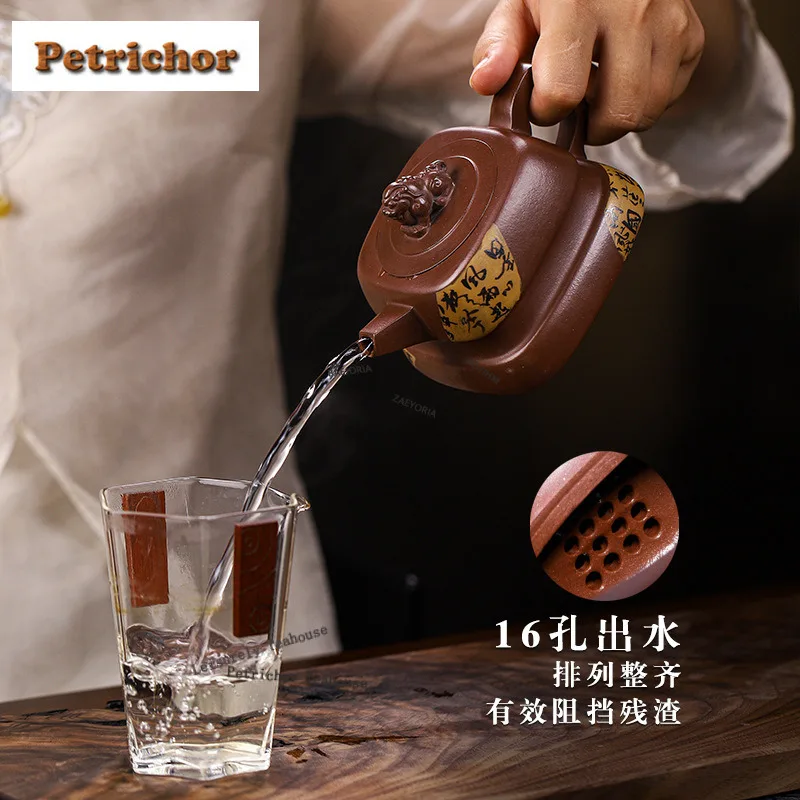 280ml Ancient Yixing Purple Clay Teapots Handmade Breadth Of Mind Pot Raw Ore Purple Mud Kettle Chinese Zisha Tea Set Collection