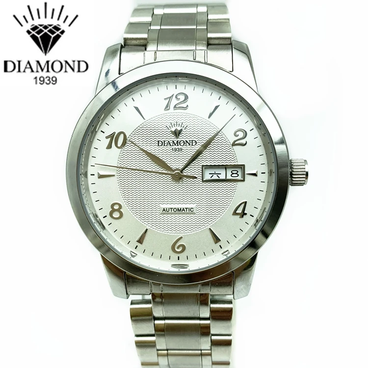 

Shanghai Diamond Brand Watch Men's Fully Automatic Mechanical Watch Fashion Casual All Steel Penetrating Date Week Men's Watch