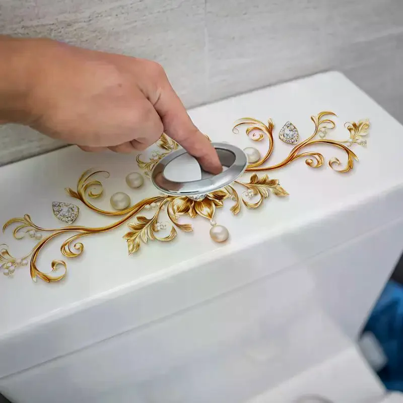 [MOA]1PC New Gold Pattern Diamond Crown Bathroom Toilet Sticker Toilet Bucket Decorative Stickers Beautify[MOA]