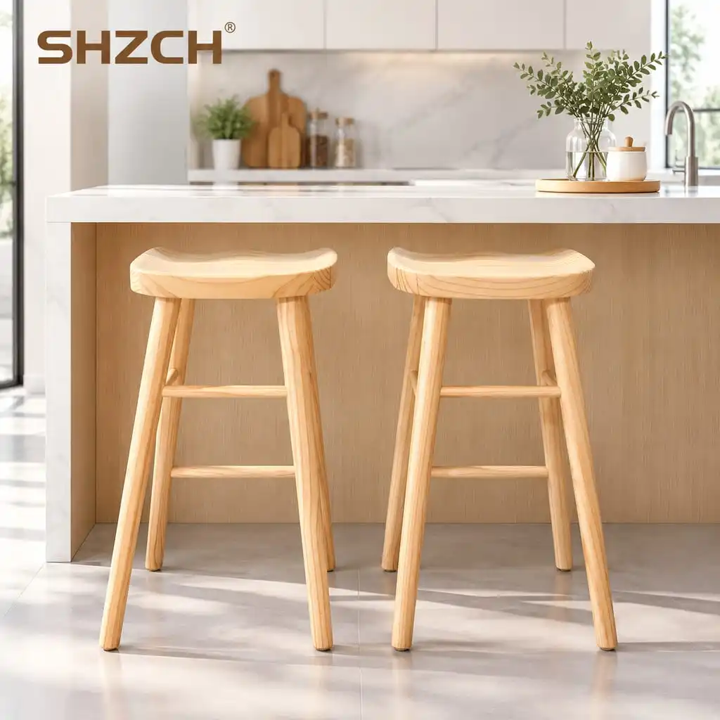 Nordic Commercial Bar Chair Solid Wood Dining Room Stool Modern Simple Front Desk Cashier Stools Minimalism Wooden Bar Seat