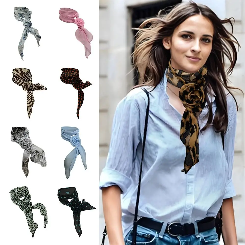 

Rose Flower Silk Scarf Thin Sun Protection Floral Chiffon Scarves Soft Detachable Head Neck Shawls For Women Lady Girls Female