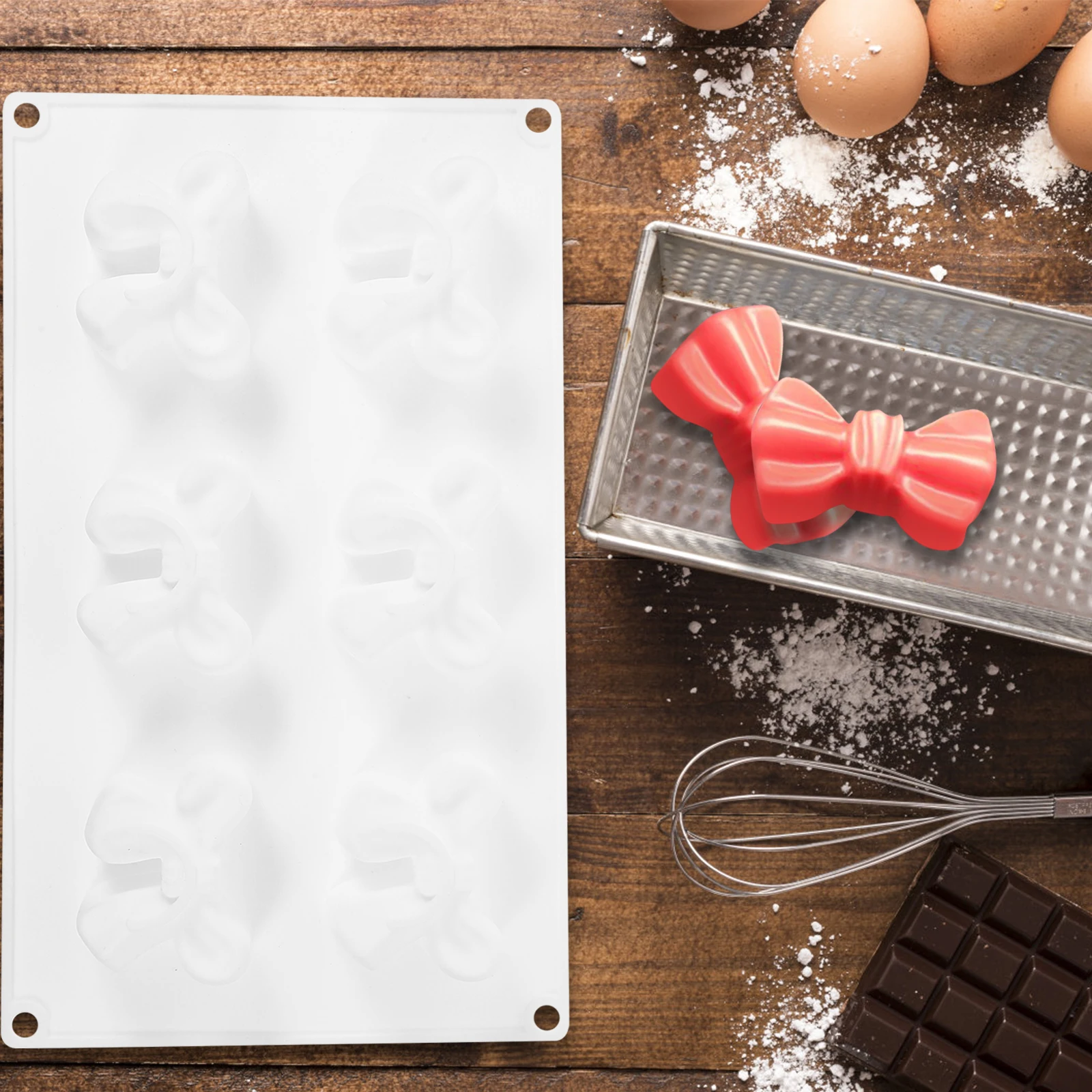 

6pcs Silicone Cookie Mold Bowknot Shape Chocolate Fondant Baking Molds Easy Demould Creative Design Family Gift