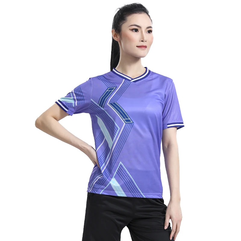 Magliette da Badminton da allenamento Ping Pong da donna allenamento da Ping Pong stampa maniche corte traspirante esercizio da corsa palestra Fashion Tee