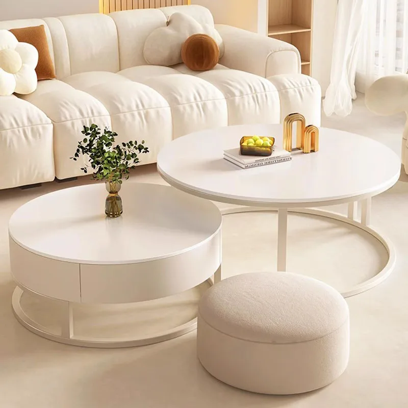 

Luxury Center Coffee Tables Modern White Storage Floor Round Coffee Tables Side Muebles Para El Hogar Living Room Furnitures