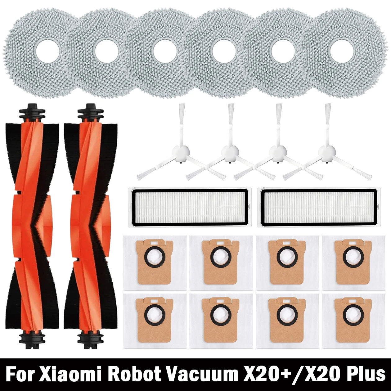 For Xiaomi Robot Vacuum X20 + / X20 Plus Parts Accessories Main Side Brush Hepa Filter Mop Cloth Dust Bag Replacement