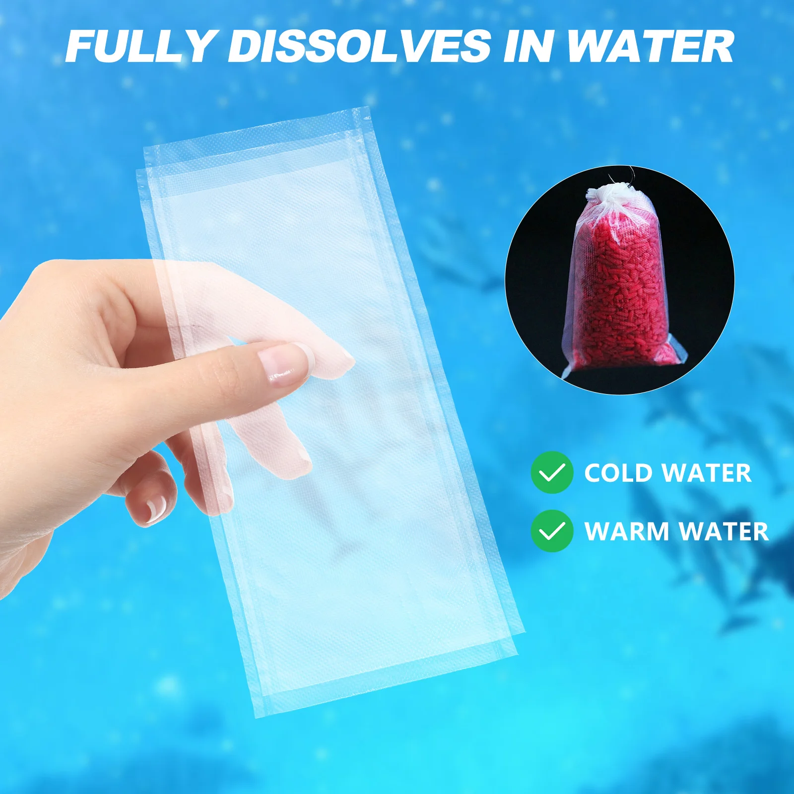 

50pcs Water Nest Carp Fishing Bag PVA Mesh Bag Mesh for Solid Bait Carp Eco Friendly Dissolvable Sinking Cold Warm