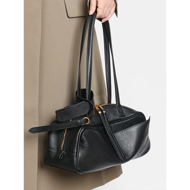 

Loose leather cowhide soft bag large capacity shoulder armpit bag