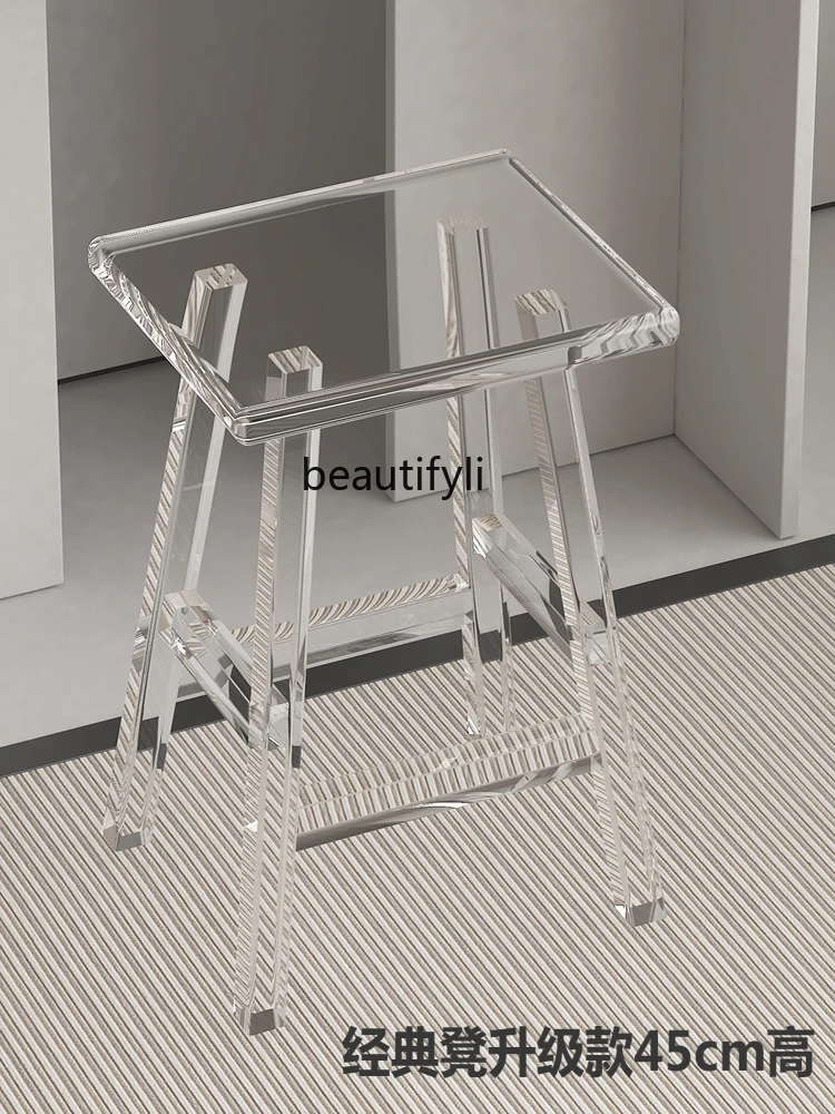 Light Luxury Acrylic Transparent Stool Crystal Texture Waterproof Moisture-Proof Bathroom Bath Stool Home Shoe Changing Stool