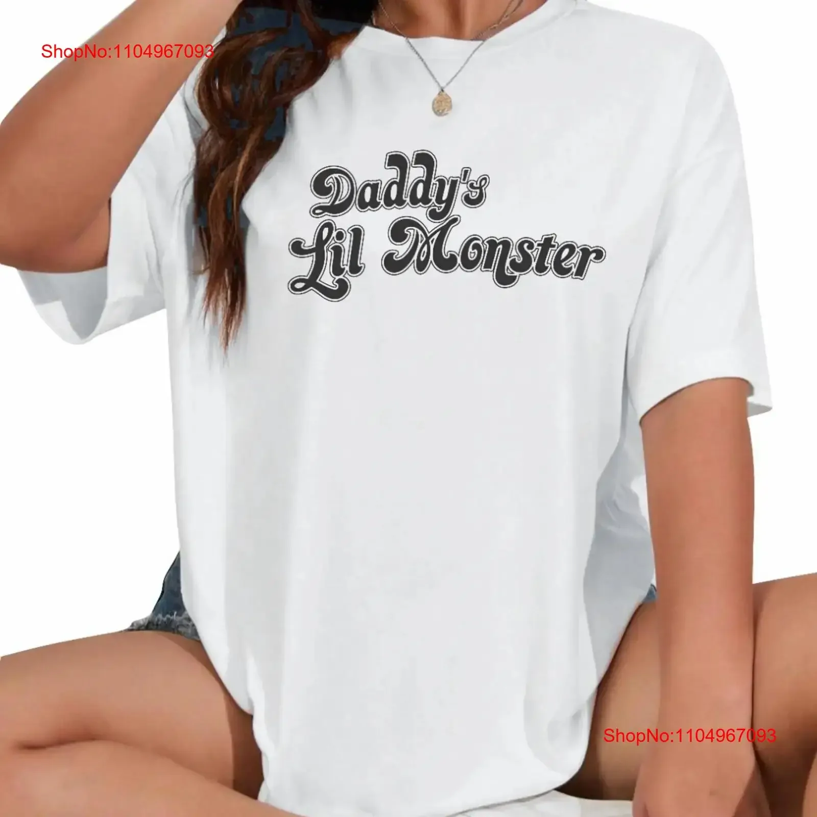 

Daddy's lil monster Women Ladies Kids T Shirt Check Sizes vintage Washed Top For Everyday Wear Soft Stretched graphic Unisex