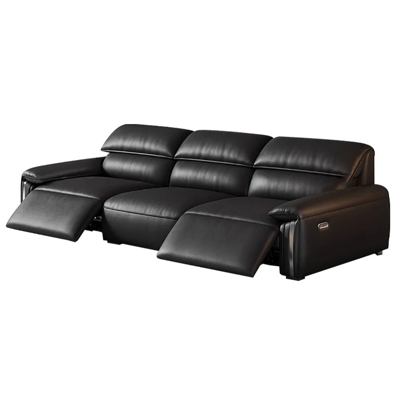 Multifunctional leather sofa zero against the wall electric function straight row living room first layer cowhide sofa