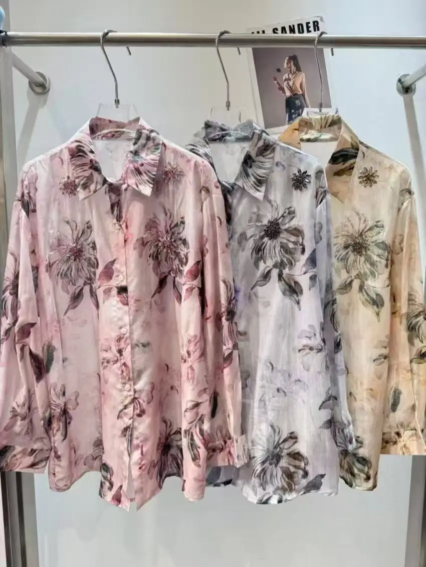 

Женские повседневные солнцезащитные рубашки-блузки средней длины с бриллиантовой отделкой, коллекция Весна-Лето 2026, топ-кардиган, женская одежда