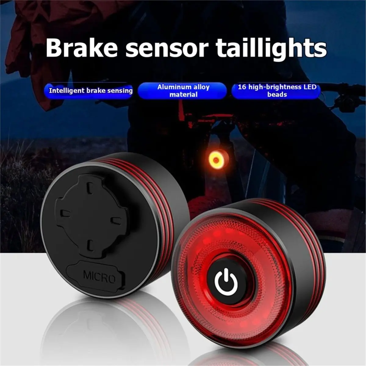618 Mega Sale Bicycle Brake Sensing Tail Light LED Bike Rear Safety Flash Taillights Road Mountain Cycling USB Rechargeable Lamp