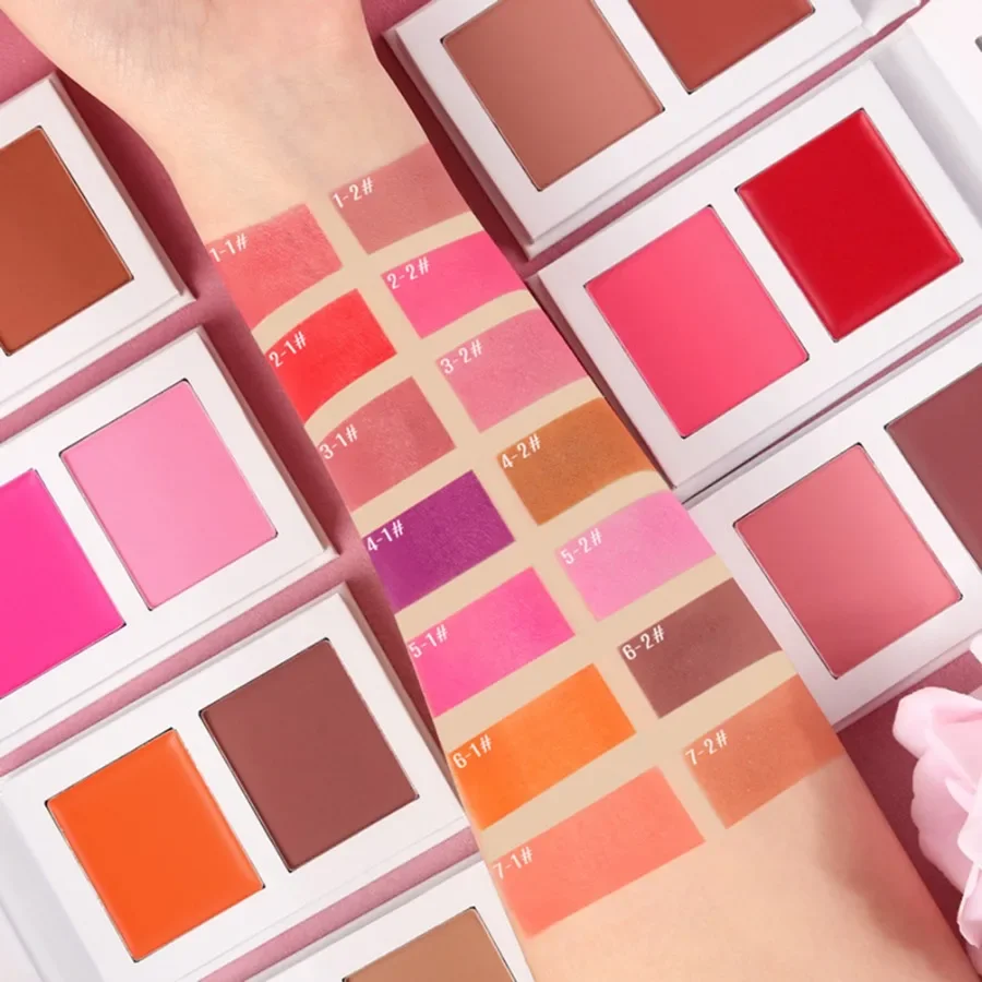 Custom 7colors Double-tone Blush Cream&powder Palette Non-greasy Moisturizing Long-lasting High Pigmented Matte Blusher Bulk