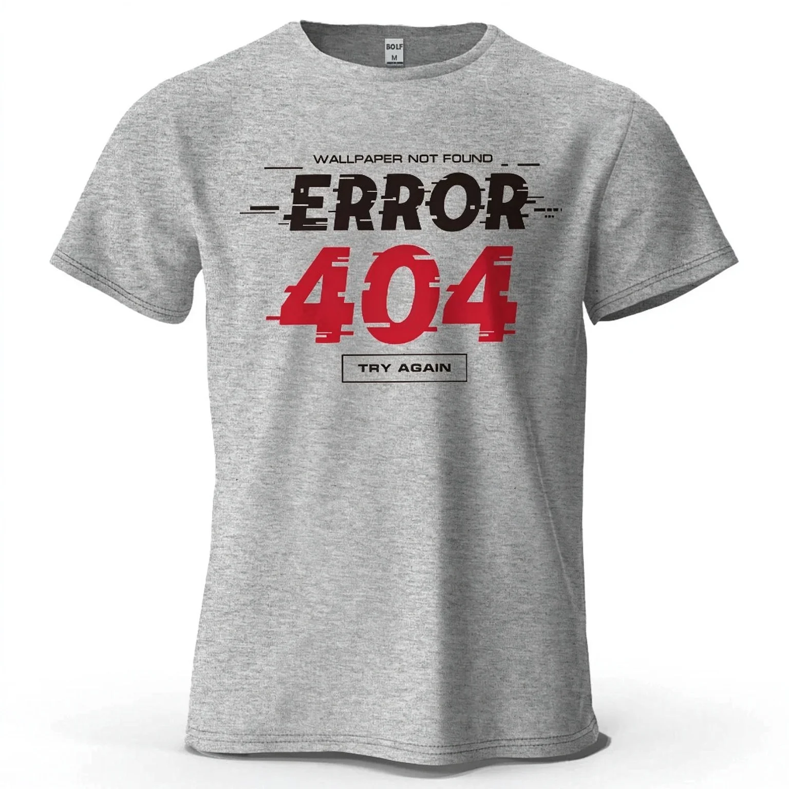Men's ERROR 404 Glitch Graphic T Shirt Casual Round Neck Short Sleeve Tee Summer Loose Streetwear Tops