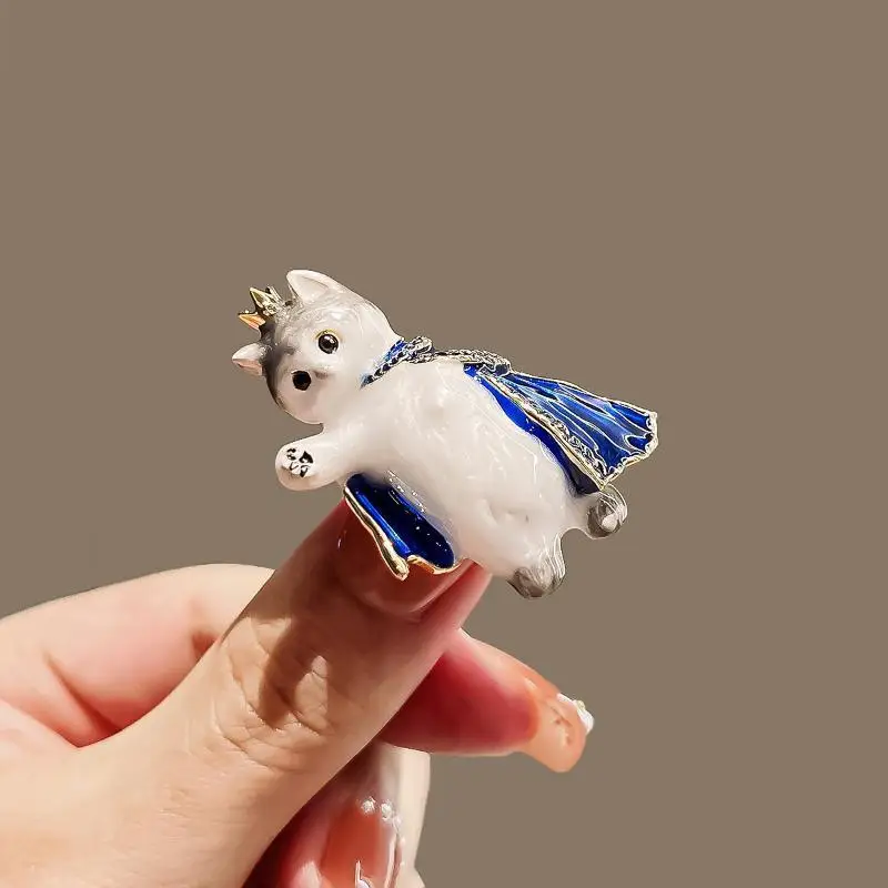 Prince Cartoon Kitten Brooch Cute Enamel Unique Pin Fashion Clothing Bag Hat Accessory for Women Girls Daily Wear Gift