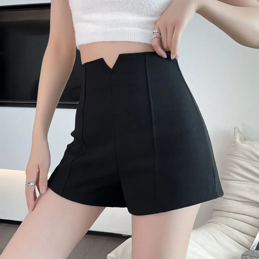 スリムフィットAラインショーツ Y2Kシック 無地スーツ ホットパンツ ハイウエストパンツ レディースサマーショートパンツ