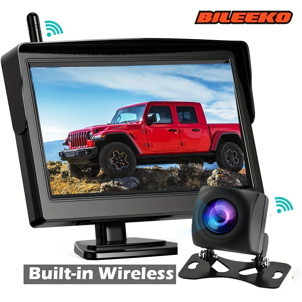 Built-in Rear view Camera 5 inch Monitor Backup Reverse Camera Kit for Car Pickup SUV- Two Mounts Easy Installation