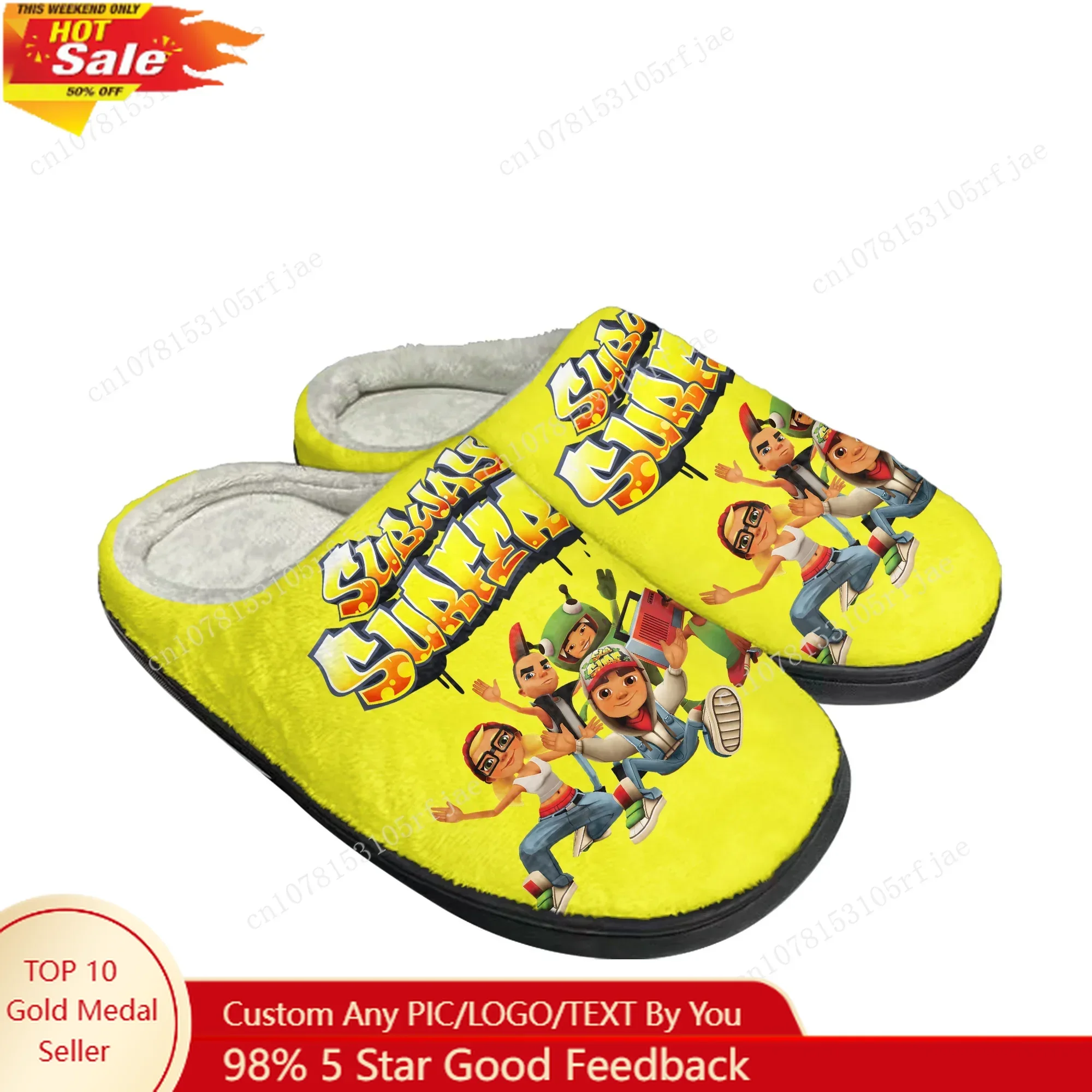 

Anime Cartoon Game Subway Surfers Home Cotton Slippers Mens Womens Plush Bedroom Casual Keep Warm Shoes Tailor Made Slipper
