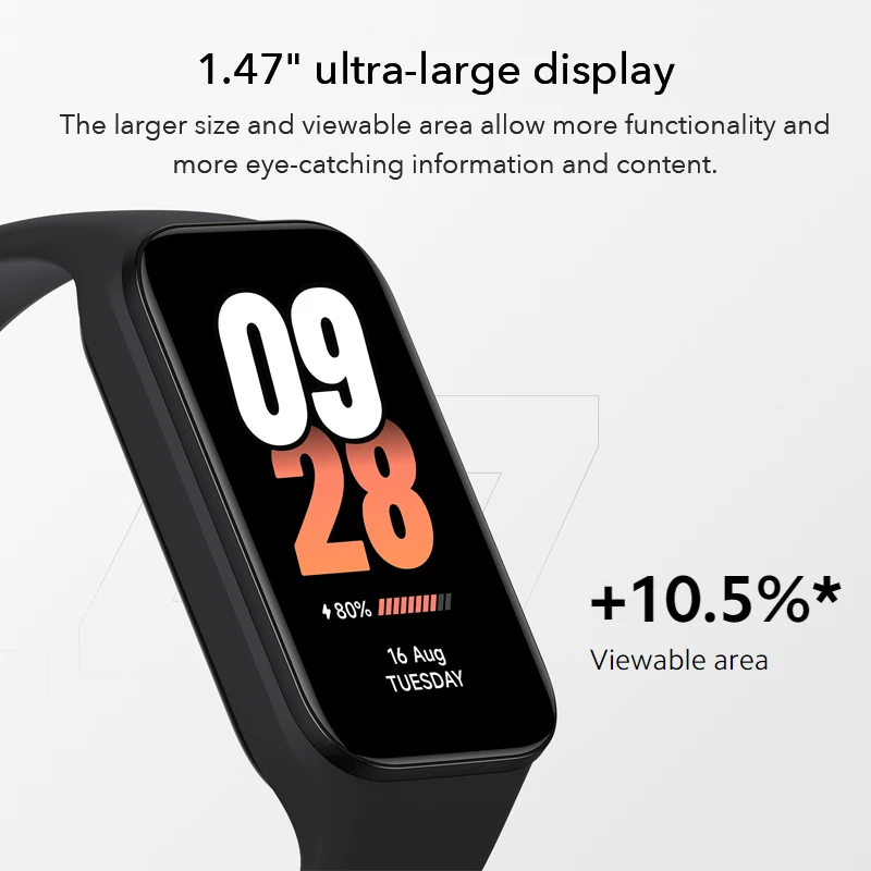 Xiaomi-Bracelet Connecté 8 avec Écran LCD de 1,47 Pouces, Bluetooth 5 Iko, Étanche, 50 Modes Sportifs, Moniteur de Fréquence Cardiaque, Nouvelle Version Globale, 2023