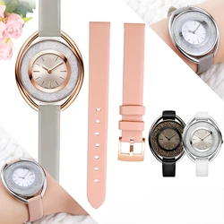 Soft cowhide Watch Strap For Swarovski Women 5158517/5158544/5158972 12mm 14mm female WatchBand Pin Pink /Grey/Black Accessories