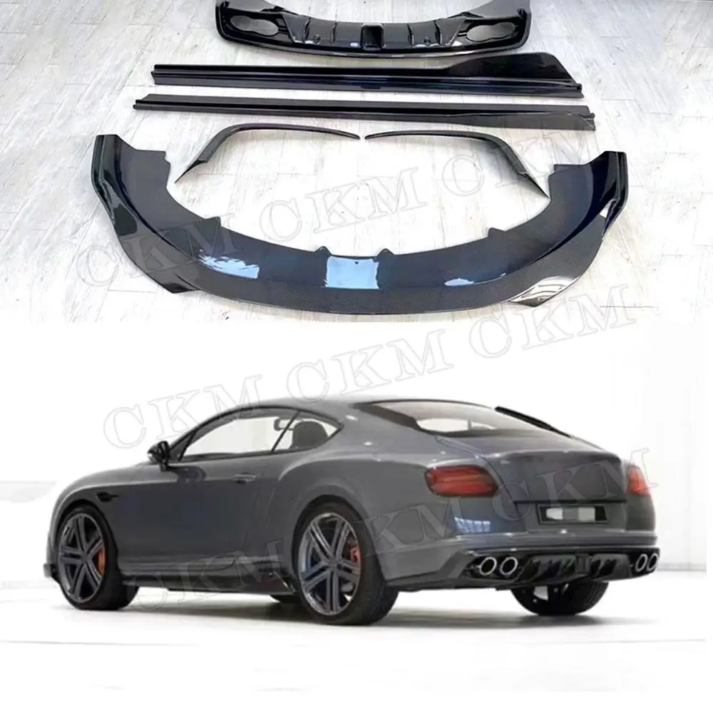 For Bentley Continental 2015-2017 Carbon Fiber Front Bumper Lip Rear Spoiler Side Skirts Trunk Rear Wing Car Body Kits