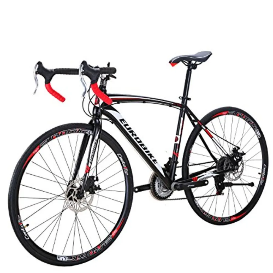 

Road bike for urban commuting and fitness, aluminum frame, matte black finish, lightweight with 21-speed Shimano drivetrain and