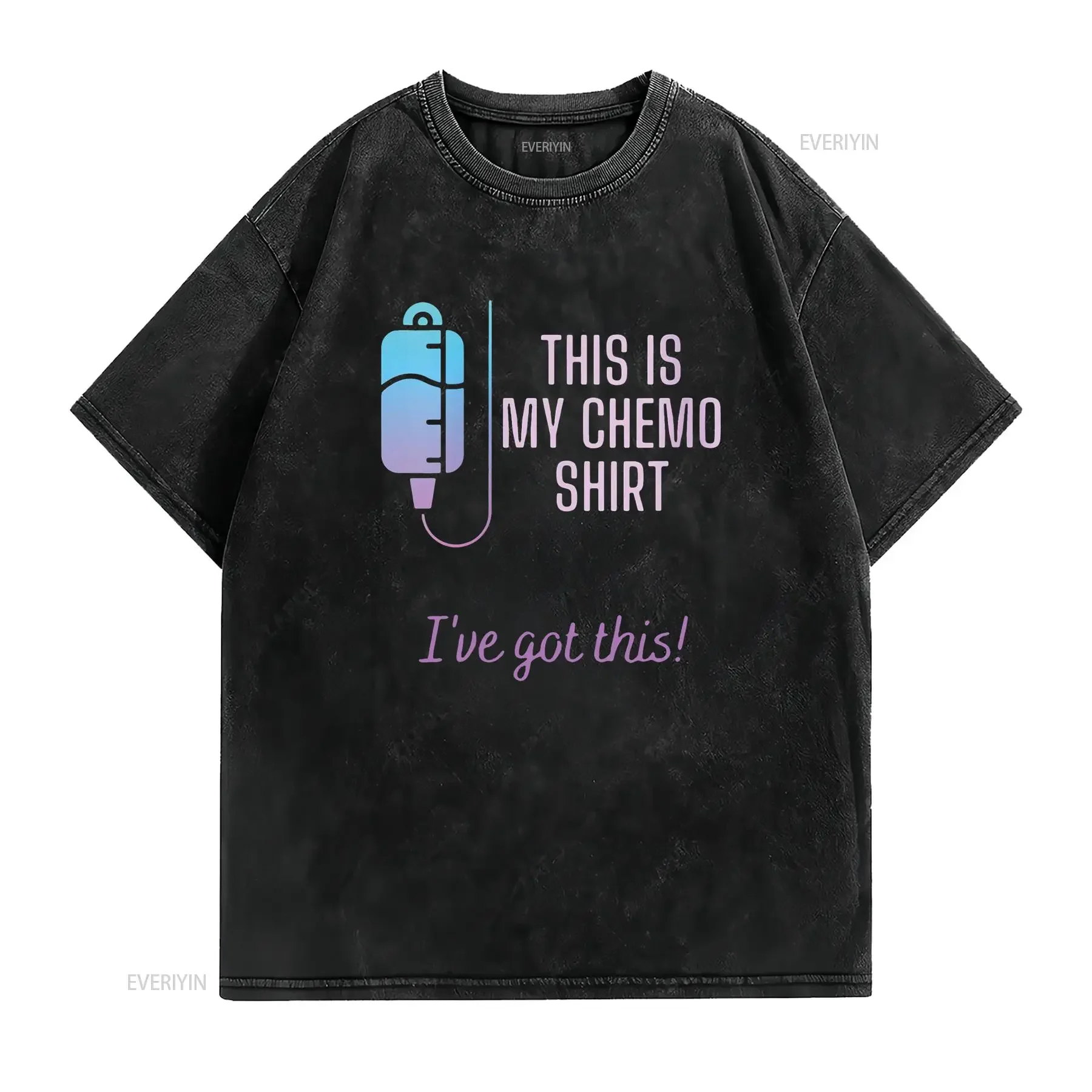 Womens This is my Chemo T Shirt Lung Cancer Chemotherapy Round Neck Black 2X Large vintage Washed Top For Everyday Wear