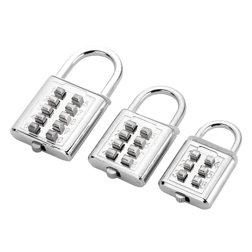 8 Digit Push Button Combination Padlock Silver Number Luggage Travel Code Lock Travel Accessories