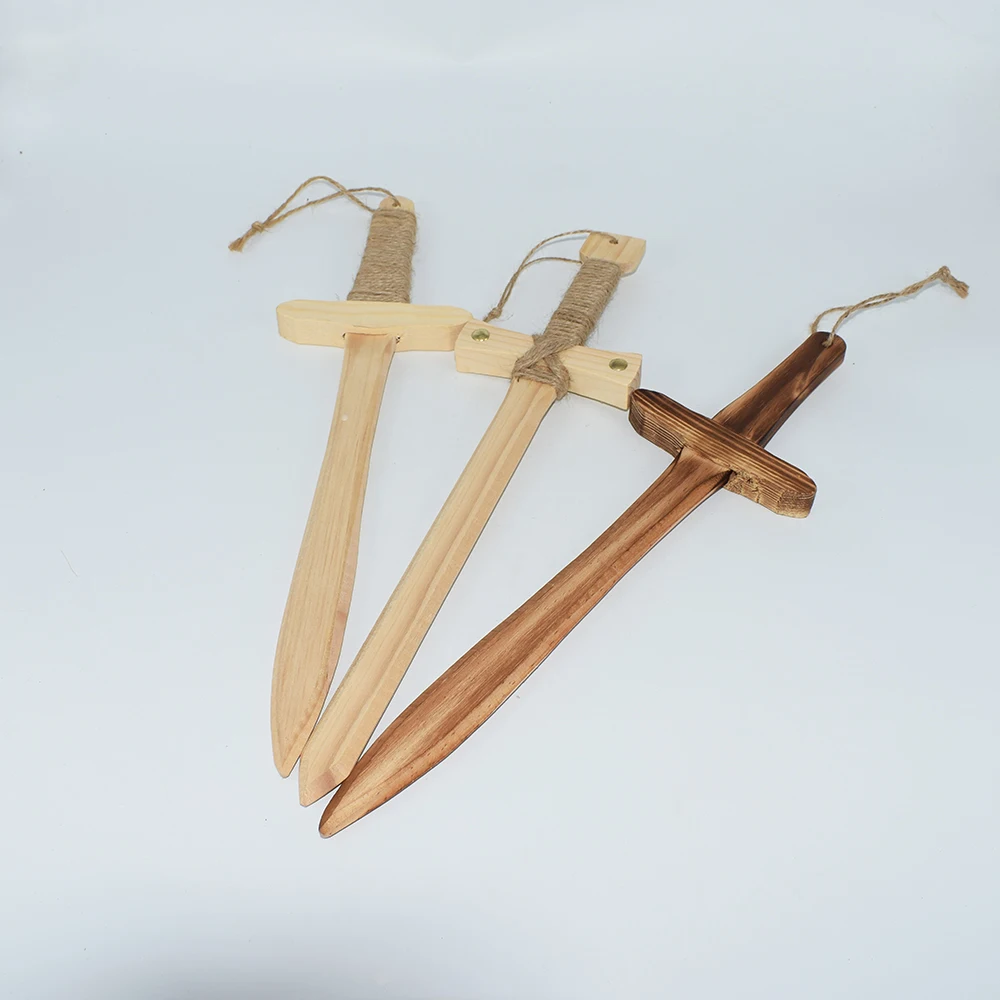 Jouet épée en bois de 40CM pour garçons, 3 pièces, accessoires de Collection d'épée en plein air, accessoires de spectacle de Cosplay, cadeaux d'anniversaire pour enfants