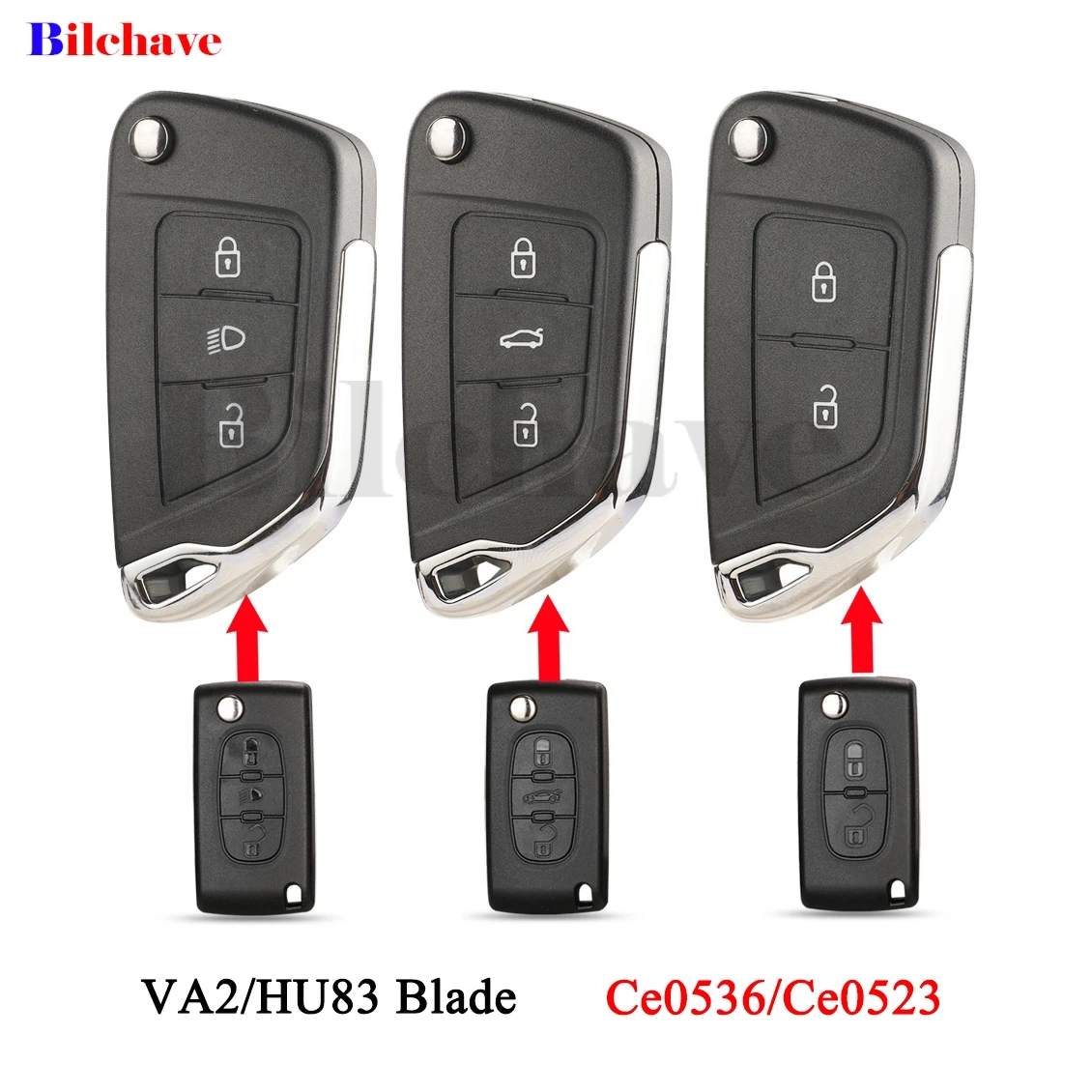 jingyuqin Ce0536/0523 HU83 VA2 Modified Flip Remote Car Key Shell For Peugeot 107 207 307 407 306 308 408 508 Citroen C2 C3 C4