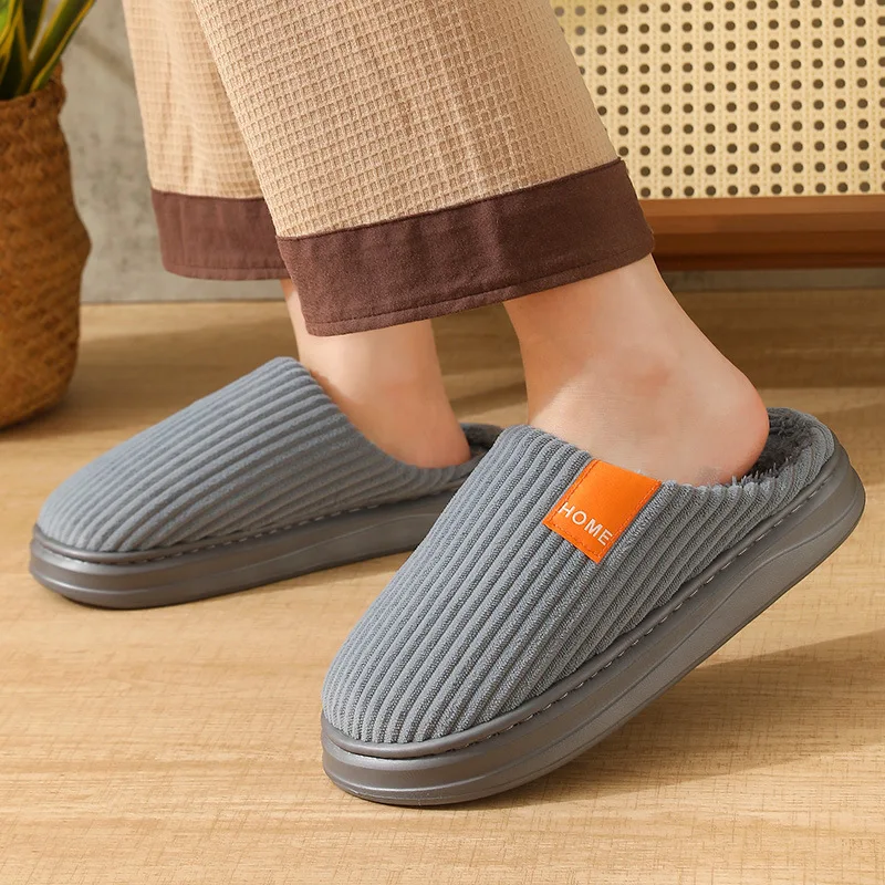 Herren Winter Extra Große Baumwoll-Hausschuhe Bequeme Warme Dicksohlen-Plüsch-Innenschuhe – Detail 15