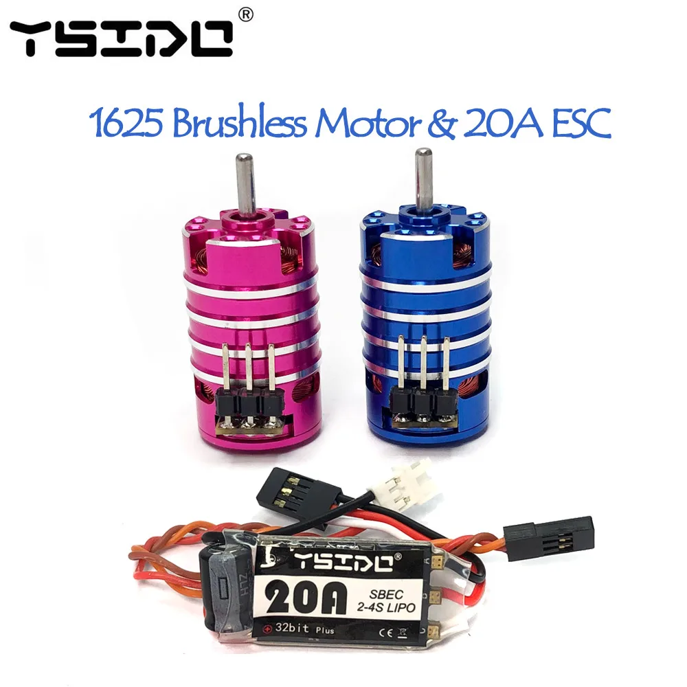 YSIDO 1625 3500KV 6000KV 7500KV 11000KV Brushless Motor w/20A ESC Combo for Wltoys Traxxas RC 1/24 1/28 mini Car Vehicles Model