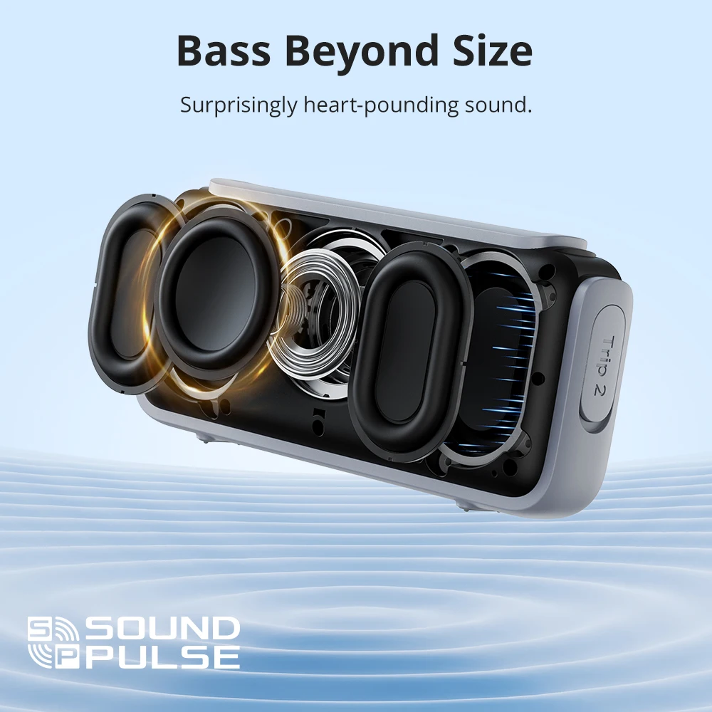 Altoparlante Bluetooth Portatile Tronsmart Trip 2 con Bassi Potenziati, Impermeabile IPX7, 20 Ore di Autonomia, per Campeggio, Escursionismo e Attivit
