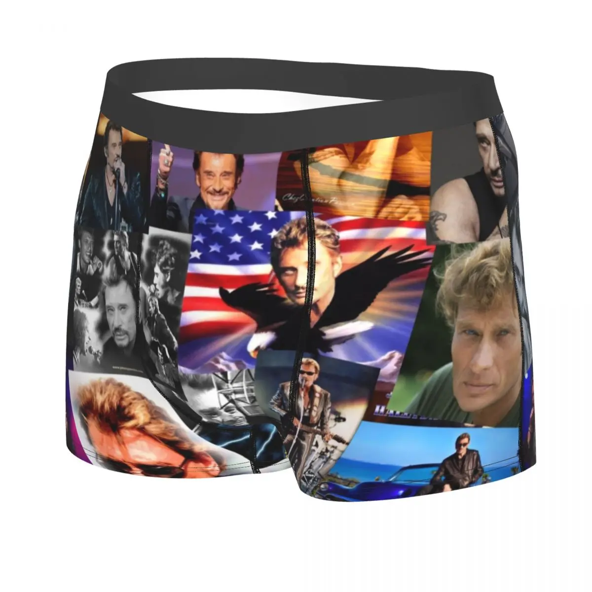 French Rock Singer Johnny Hallyday Underwear Men Sexy Print Custom Boxer Shorts Panties