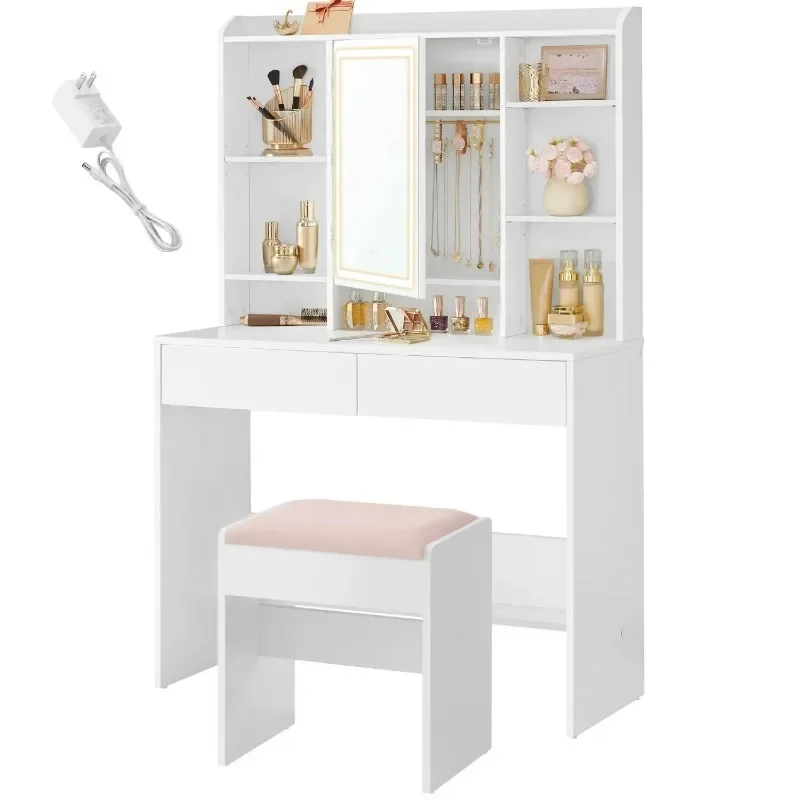 Kate Makeup Vanity Table Set Meja Rias Modern Putih untuk Kamar Tidur