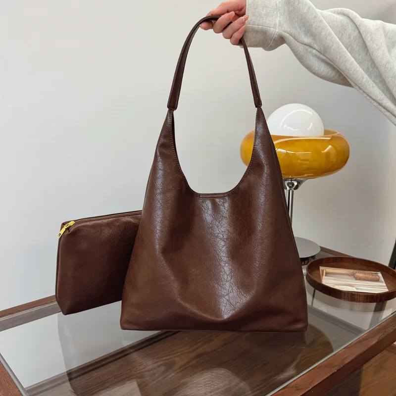 

Сумка-тоут в стиле ретро, новинка 2025, модная винтажная сумка на плечо, большая вместительная стильная женская сумка для мамы и дочки