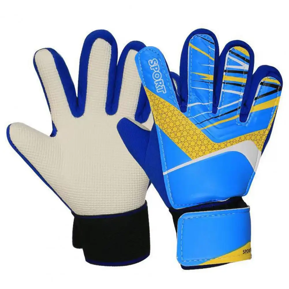 1 Pair Goalkeeper Gloves Breathable Impact Resistant Non-slip Texture Football Training Gloves Goalie Gloves for Kids