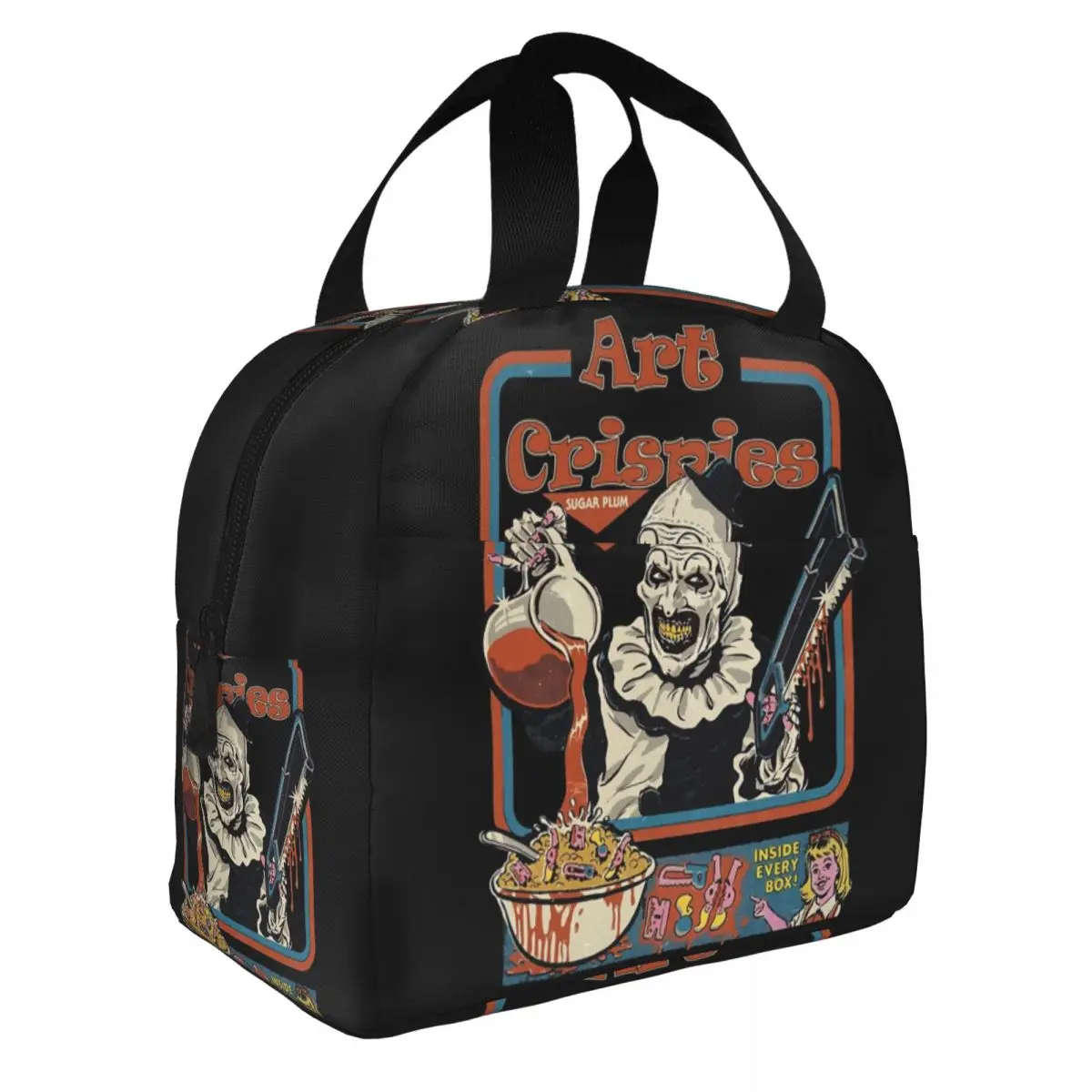 Art Crispies Terrifiers Halloween Insulated Lunch Tote Bag for Women Portable Cooler Thermal Food Lunch Box Work School Travel