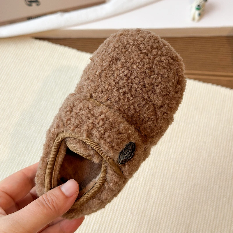 Children Shoes for Winter 2025 Soft Soled Baby Shoes Indoor Plush and Thick Furry Shoes for Kids Non-slip Boys Girls Slippers