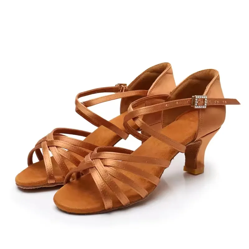 Girls Ballroom Dance Shoes Women's Latin Dance Shoes Soft Bottom High Heel Ladies Practice Latin Salsa Shoes High Heel 5-7cm