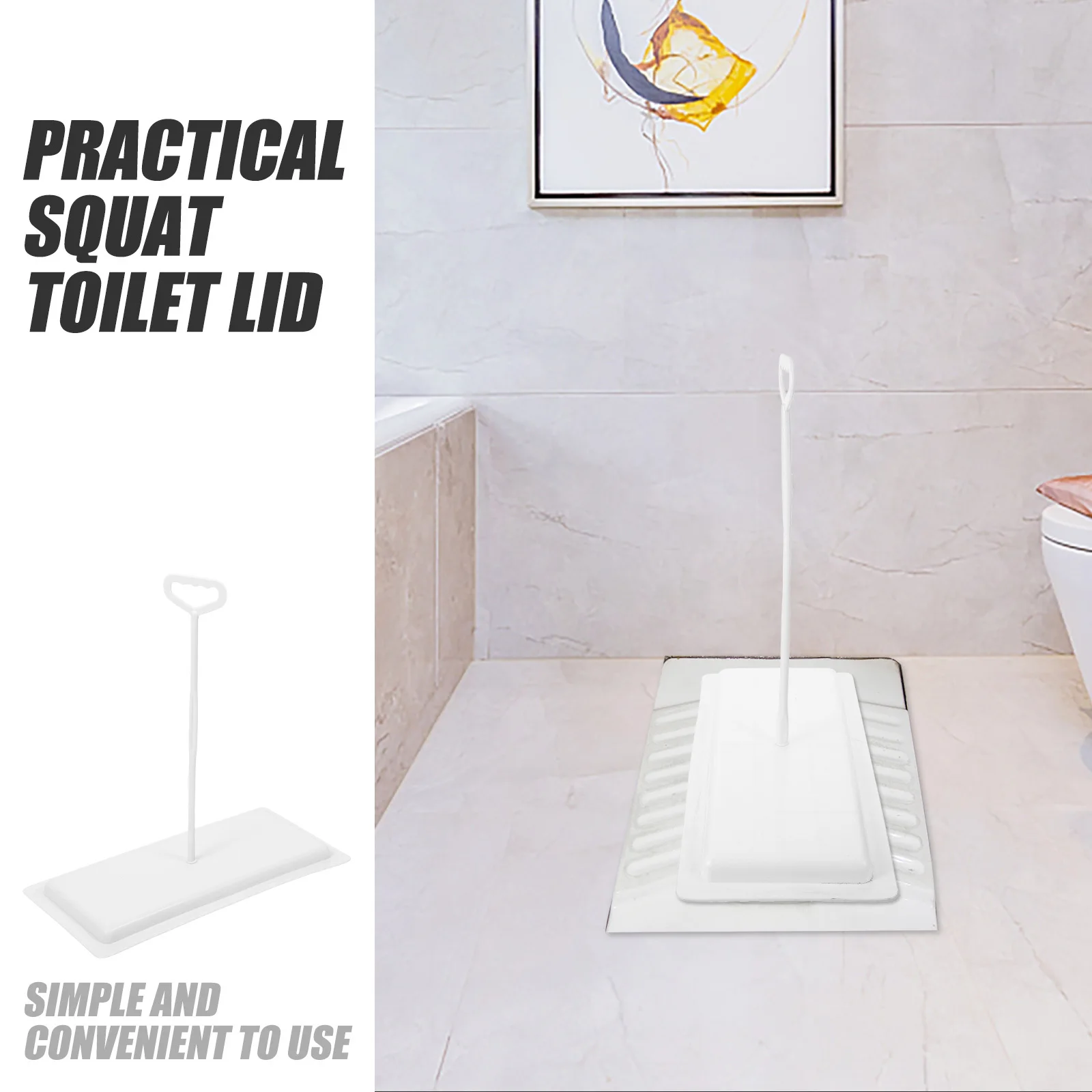 

Toilet Cover Lid for Squat Toilet Deodorizing Board Bathroom Accessory Strong Material No Warping Easy to Use Light Weight Odor
