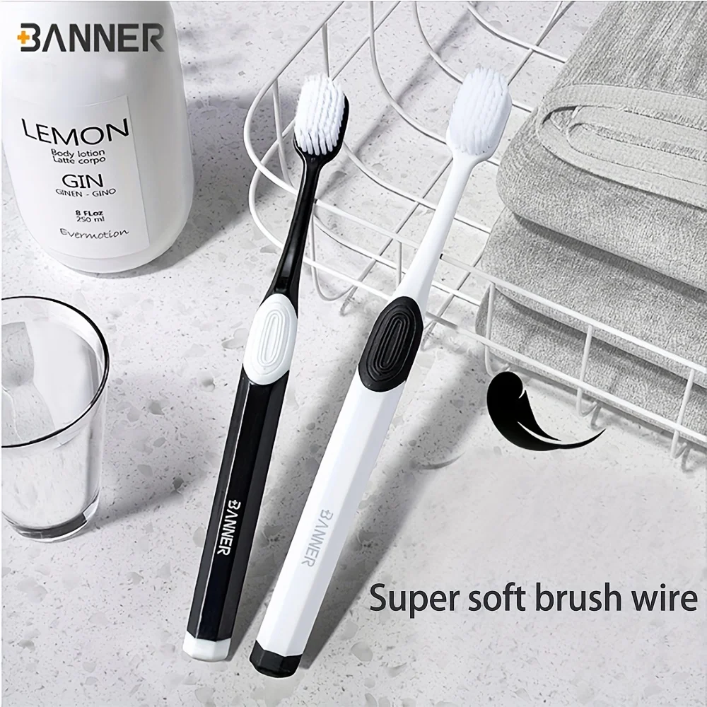 2pcs Advanced Soft Bristled Couple Toothbrush, Wide Head Cleaning and Gum Protection Toothbrush,  for Gift Home Use Toothbrush