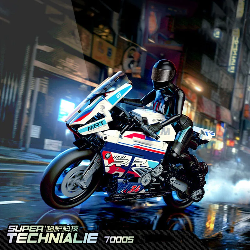 Technical Simulation BM S1000RR Germany Motorcycle Moc Build Block Motor Model Equestrienne Action Figure Brick Toy Collection