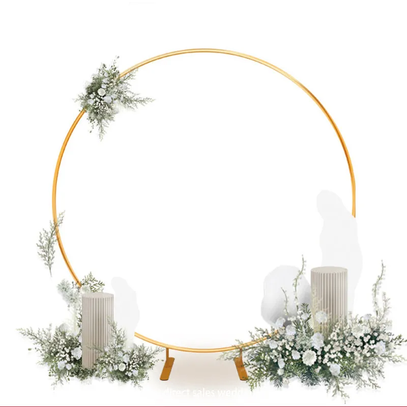 2.0/2.2M Metal Wedding Arch Frame Garden Circle Backdrop Stand for Birthday Party Anniversary Decor Balloon Hoop Gold Plated