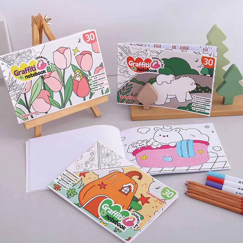 30-seitiges Cartoon-Graffiti-Buch, geeignet für Marker, Aquarellstifte und Buntstifte